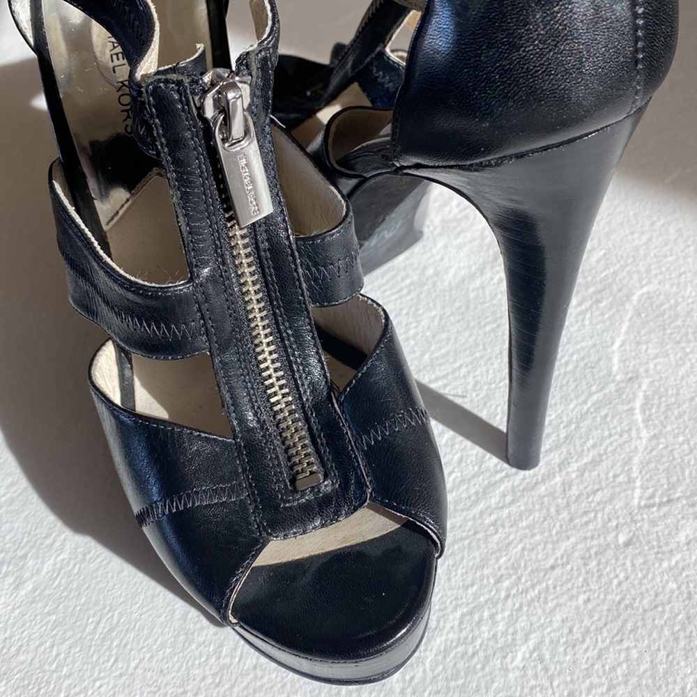 Michael Kors Black Open Toe Heels w/ Zipper